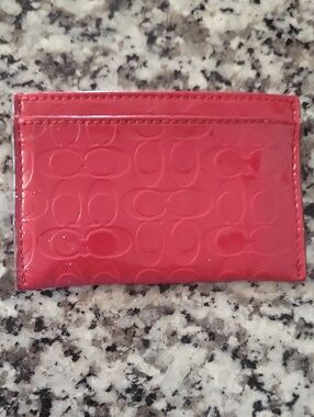 Coach Signature Liquid Gloss Card Case - Red